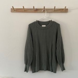 Aerie Green Ribbed Sweatshirt